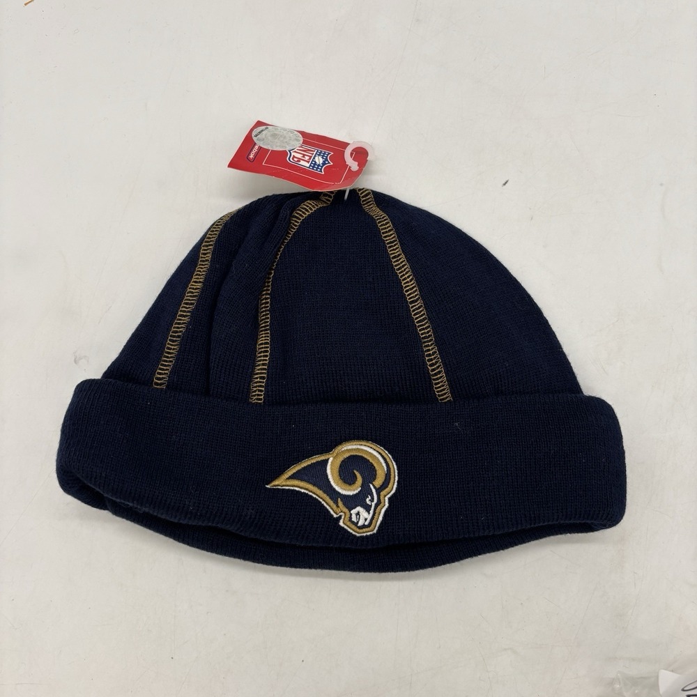 Los Angeles Rams Beanie Hat Reebok NFL Blue Gold Team Logo Cuffed Knit OSFA NWT